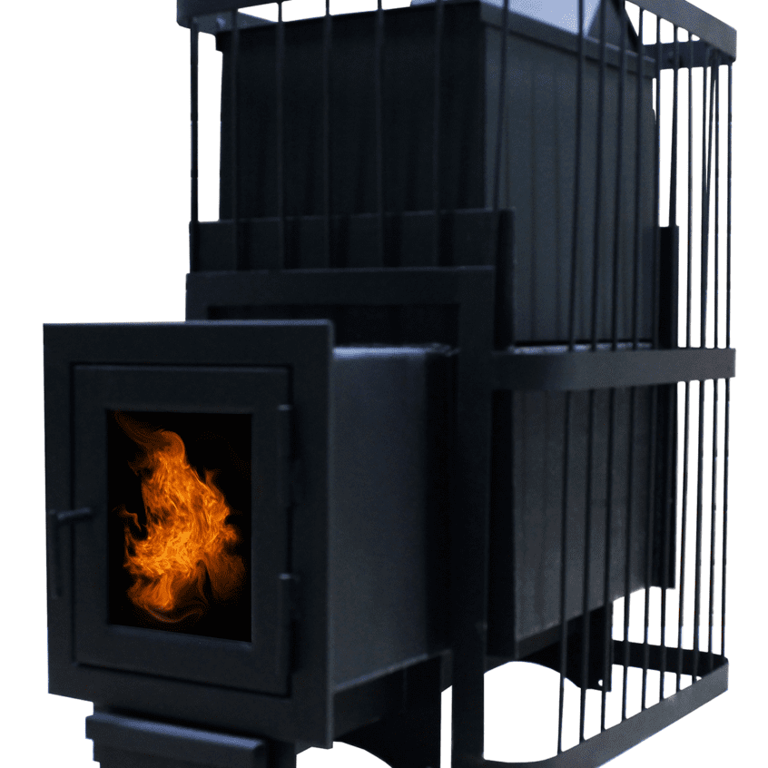 Печь банная ComfortProm Сталь 8мм ЗАКРЫТАЯ КАМЕНКА, до 26 кубов, чугунная дверь со стеклом