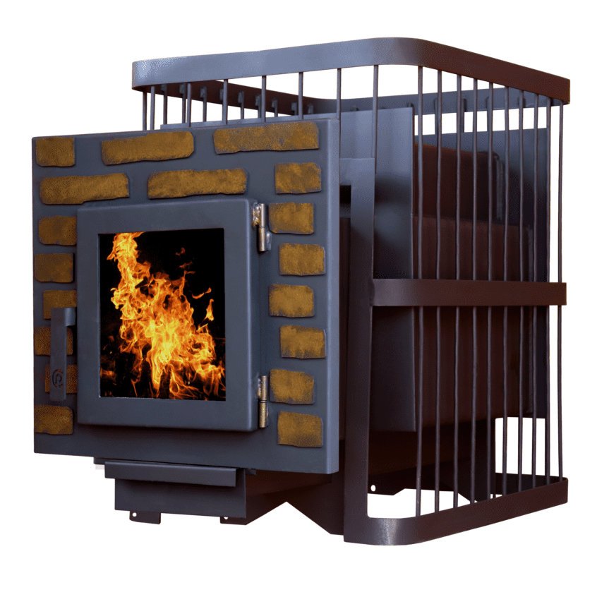 Печь банная ComfortProm СТАЛЬ 8мм, до 26 кубов, дверь со стеклом декор