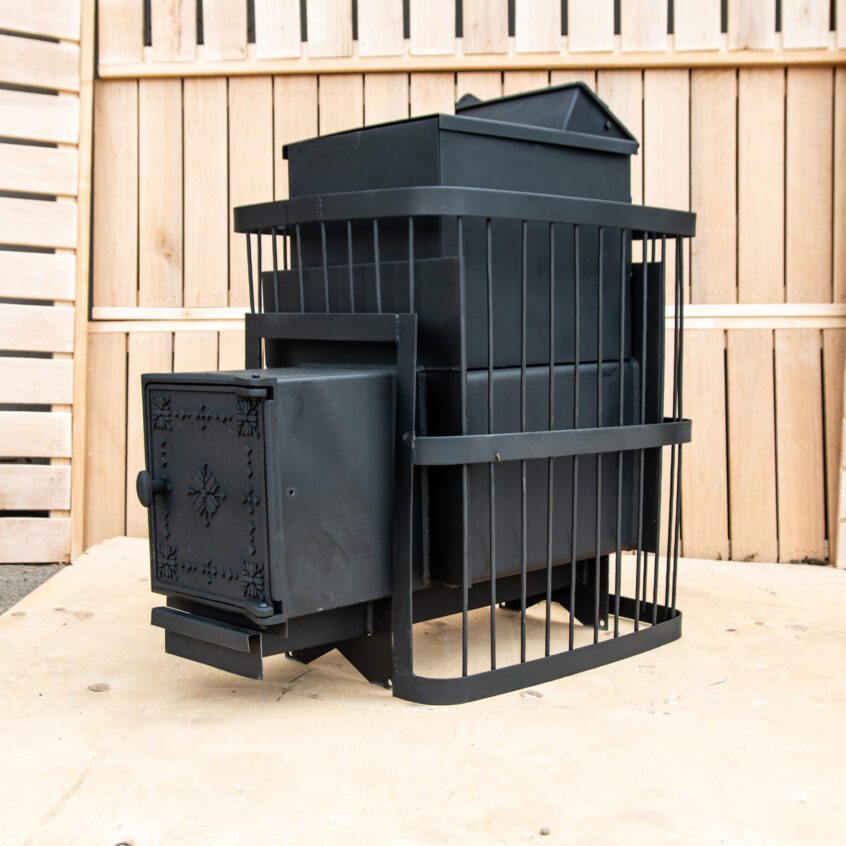 Печь банная ComfortProm Сталь 8мм ЗАКРЫТАЯ КАМЕНКА, до 26 кубов, чугунная дверь