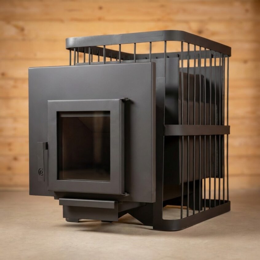 Печь банная ComfortProm СТАЛЬ 8мм, до 16 кубов, дверь со стеклом