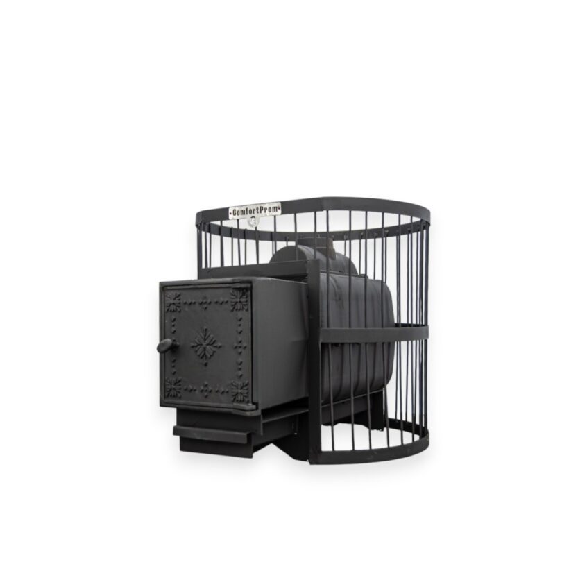 Печь ComfortProm банная ЧУГУН, для парной до 20 кубов, вес 73 кг, длина дров до 40 см, на 130 кг камней, чугунная дверь