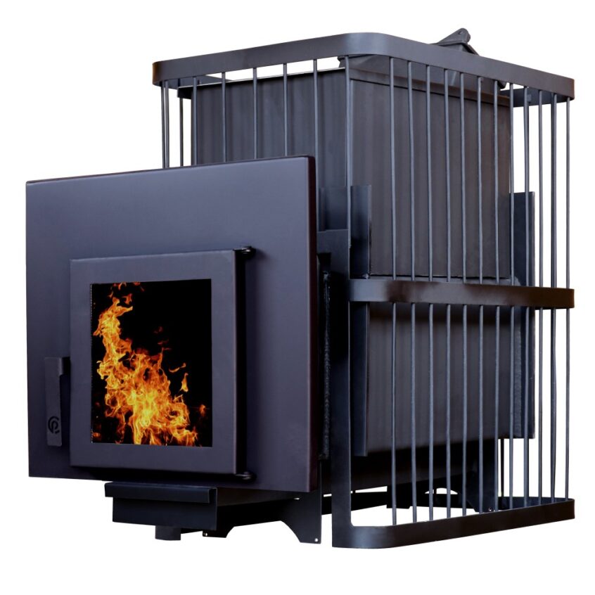 Печь банная ComfortProm ЧУГУН ПРЕМИУМ ЗАКРЫТАЯ КАМЕНКА, для парной до 26 кубов, вес 104 кг, длина дров до 50 см, на 200 кг камней, дверь со стеклом