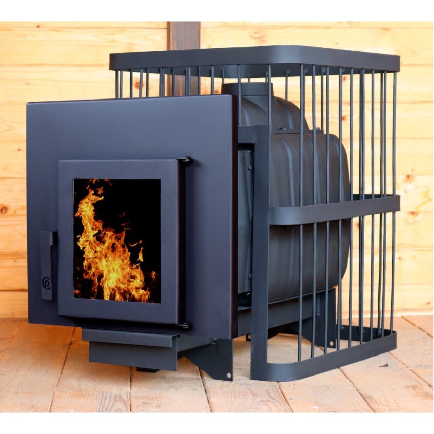 Печь банная ComfortProm ЧУГУН ПРЕМИУМ, для парной до 26 кубов, вес 85 кг, длина дров до 50 см, на 160 кг камней, дверь со стеклом