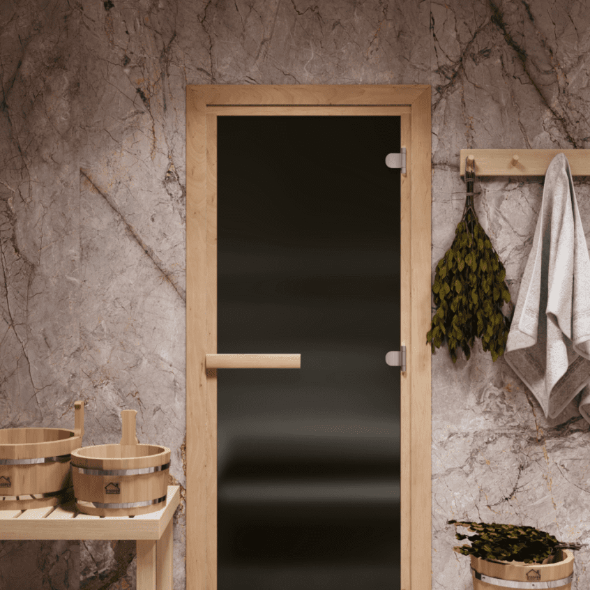 Дверь стеклянная для бани  Графит матовый