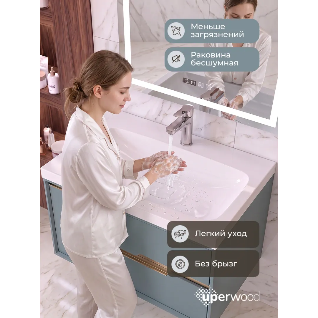 Раковина для ванной Uperwood Smile 80 см, белая глянцевая — изображение 4