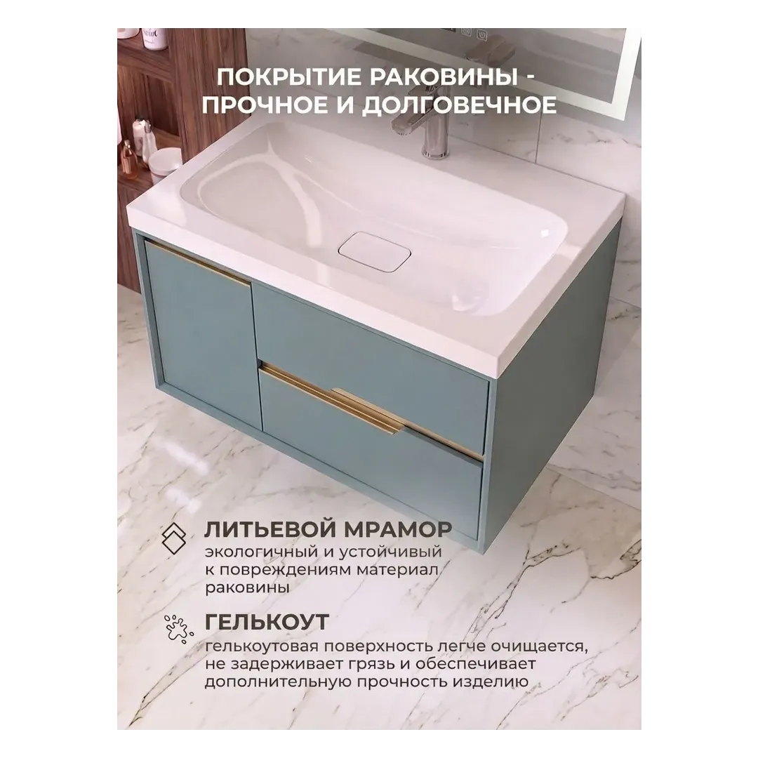 Раковина для ванной Uperwood Smile 80 см, белая глянцевая — изображение 6