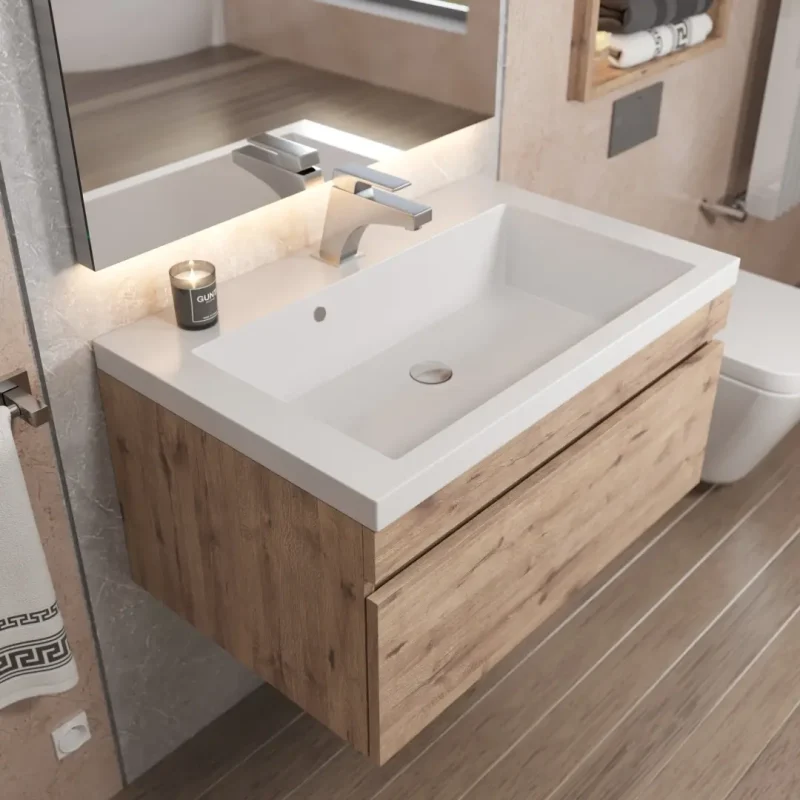 Комплект тумба с раковиной Uperwood (Упервуд) Eva Крафт Табачный 75 см 3930313471