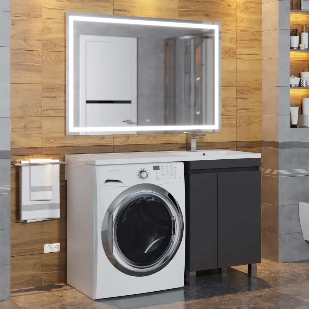 Тумба под стиральную машину с раковиной Uperwood (Упервуд) Magenta 60/120 см, напольная, черная, с дверцами, правая 52930205158 — изображение 7