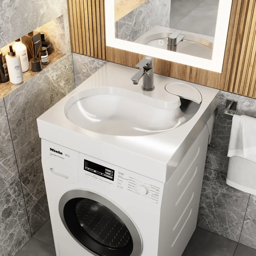 Раковина над стиральной машиной Uperwood Comforty, белая глянцевая 291021038