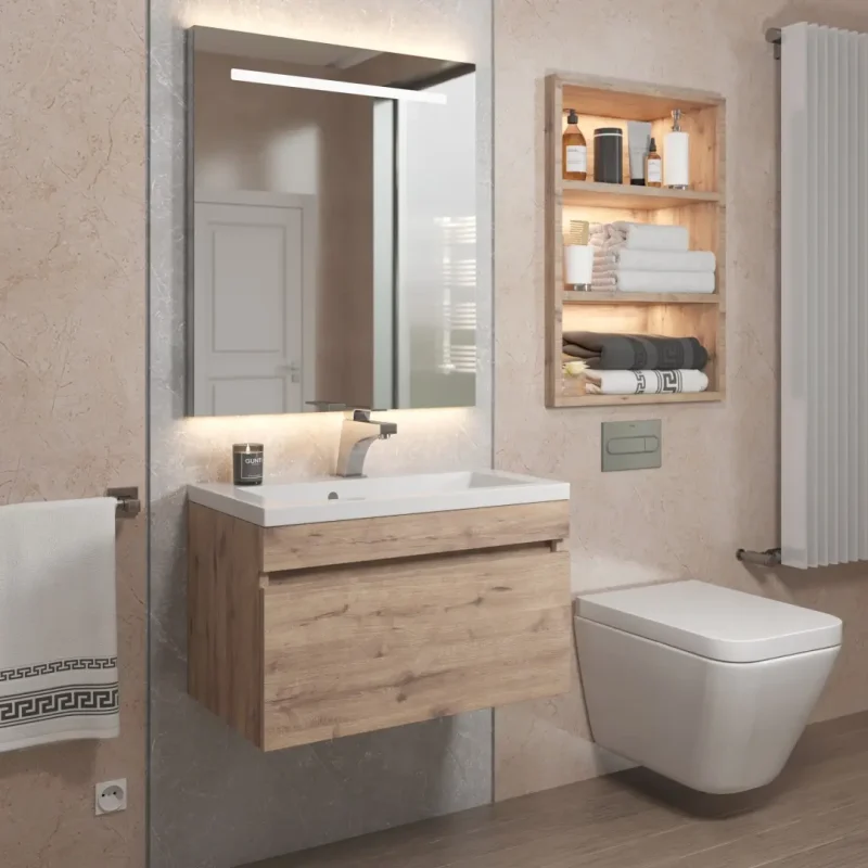 Комплект тумба с раковиной Uperwood (Упервуд) Eva Крафт Табачный 60 см 3930313469