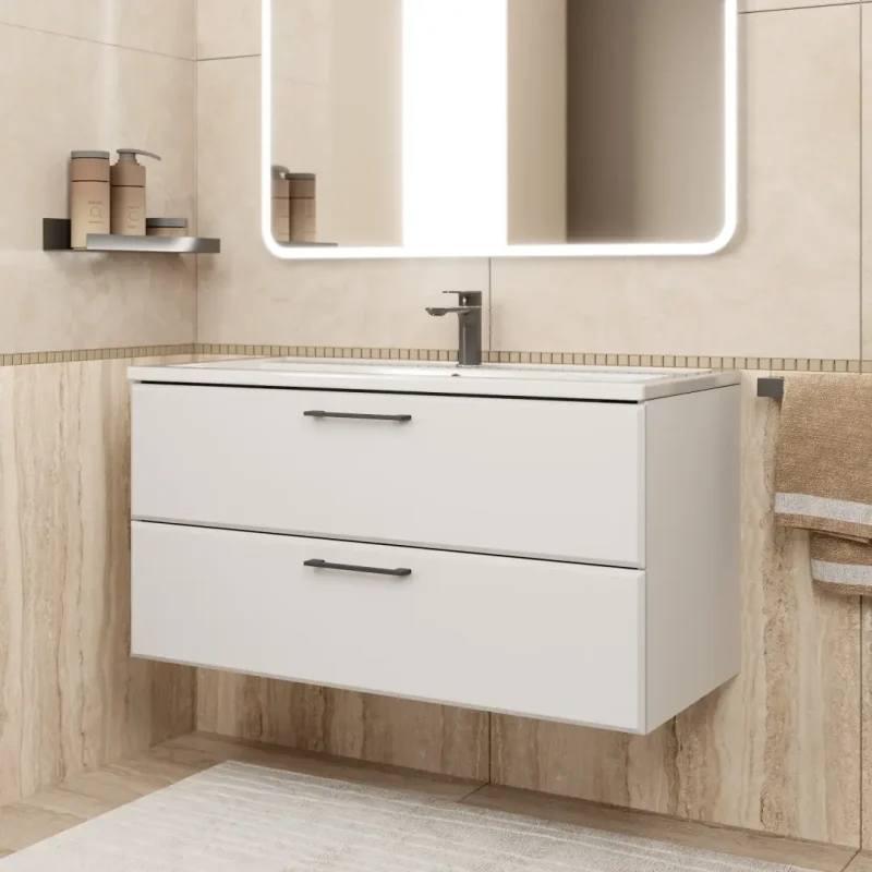 Тумба с раковиной для ванной Uperwood Foster New 100 см, подвесная, белая
