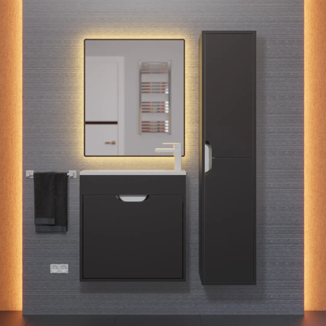 Комплект тумба с раковиной для ванной Uperwood Modul матовая, 60 см