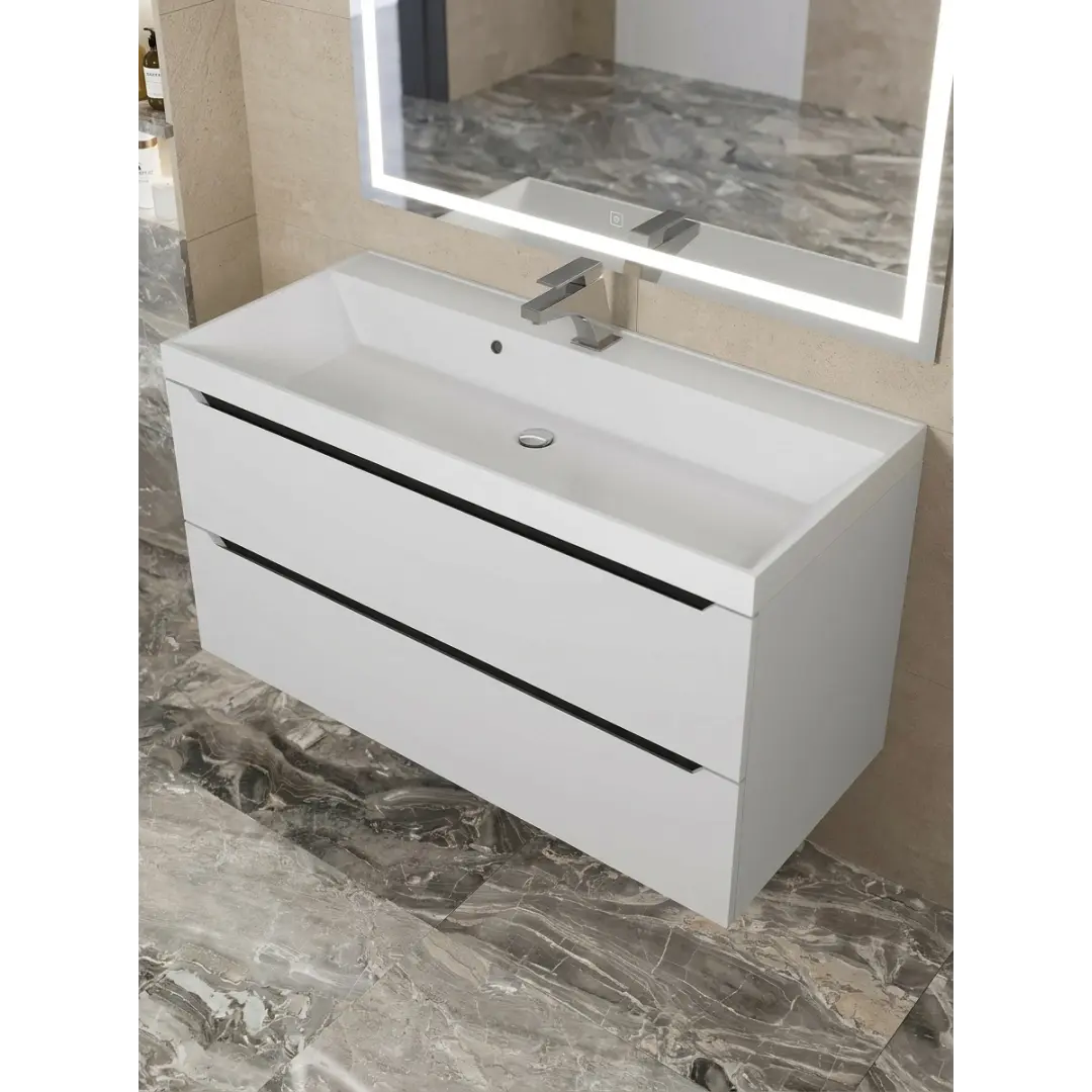 Тумба Uperwood Tanos 100 см, подвесная, белая/графит — изображение 4