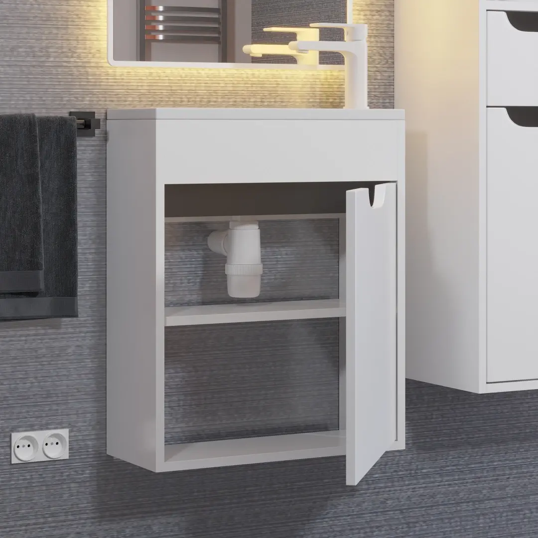 Комплект тумба с раковиной Uperwood Modul белая/графит, 50 см — изображение 7