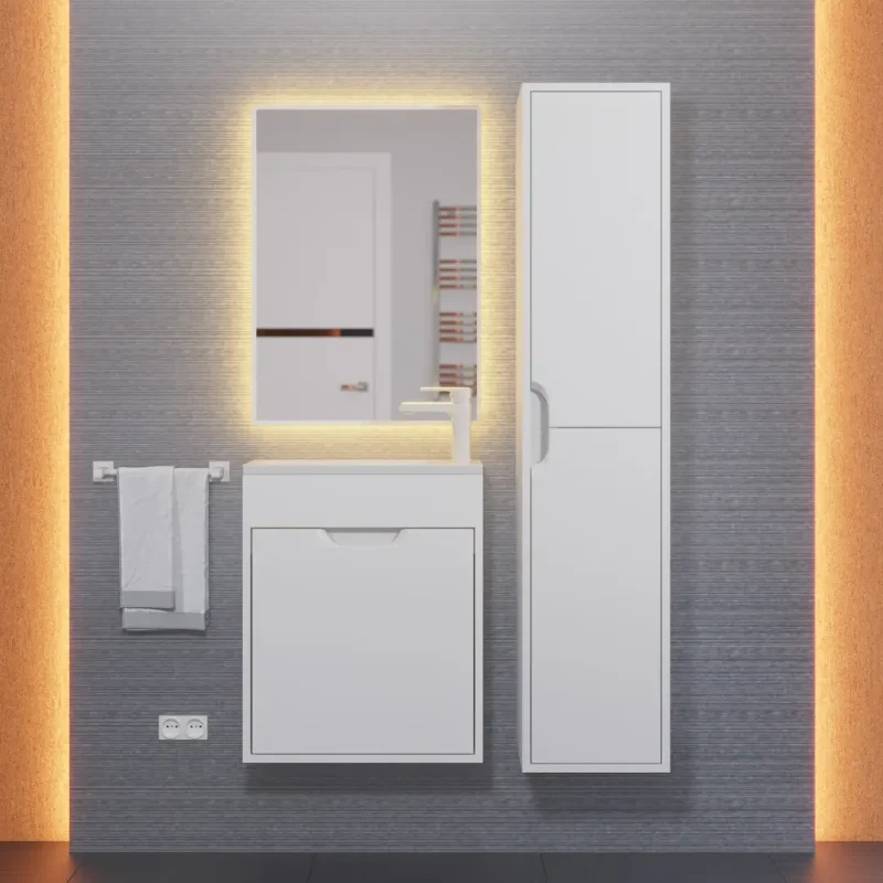 Комплект тумба с раковиной Uperwood Modul матовая, белая, 50 см