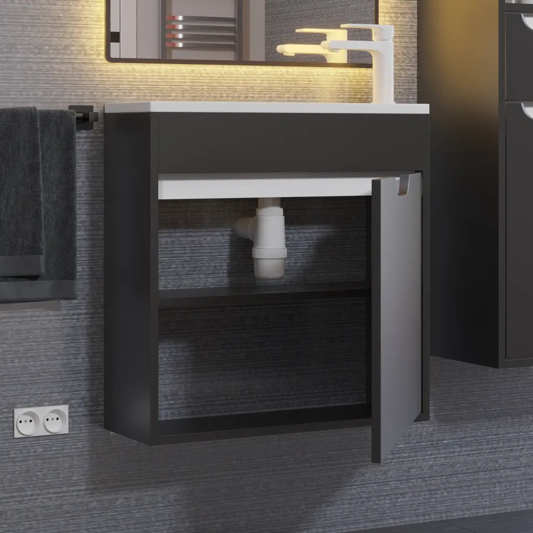 Комплект тумба с раковиной для ванной Uperwood Modul матовая, 60 см — изображение 12
