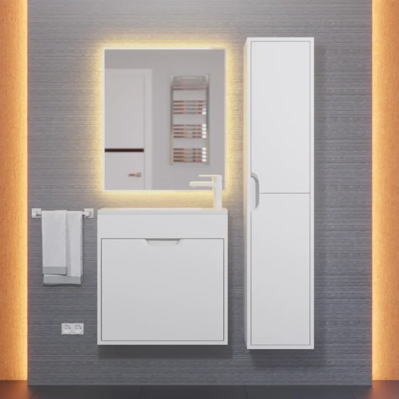 Комплект тумба с раковиной Uperwood Modul матовая, белая, 60 см