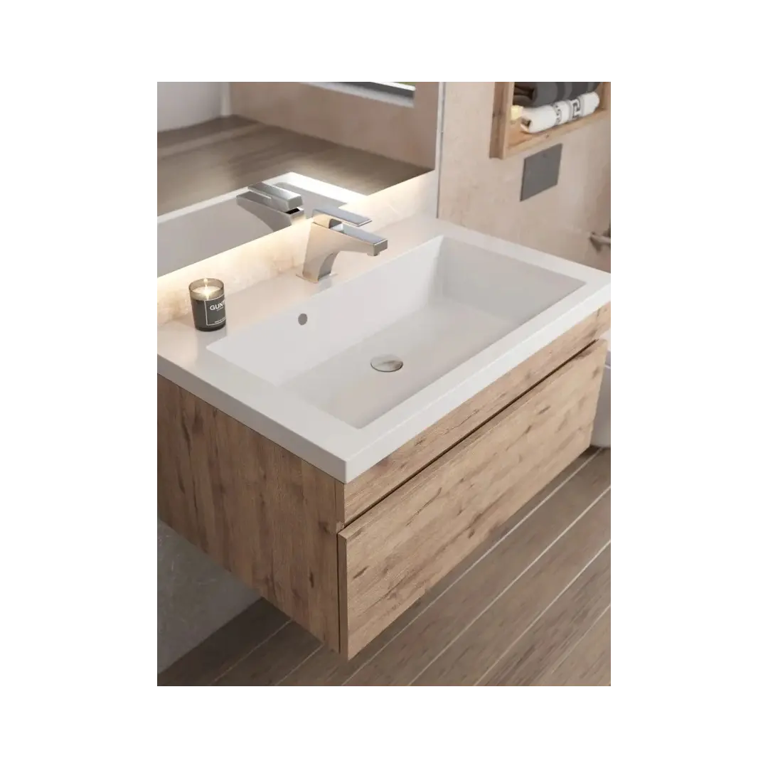 Раковина для ванной 75 см, Uperwood Eva, белая глянцевая