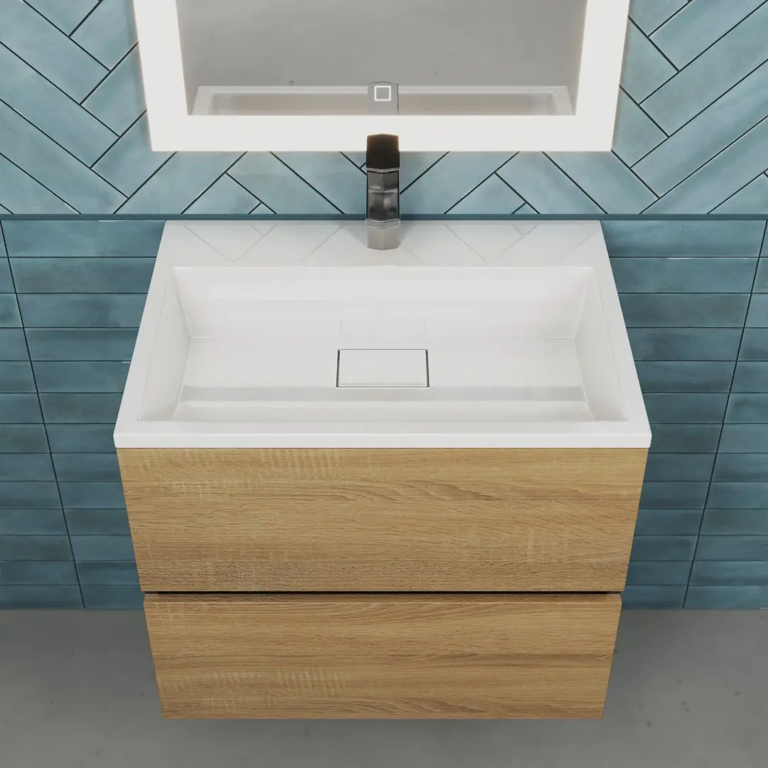 Тумба с раковиной Uperwood Barsa 60 см, раковина белая, подвесная тумба черная/дуб сонома — изображение 6