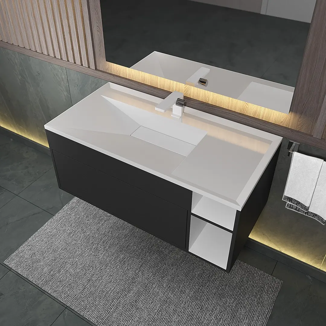 Раковина для ванной полувстраиваемая Uperwood Lotus 100 см, прямоугольная, белая глянцевая — изображение 5