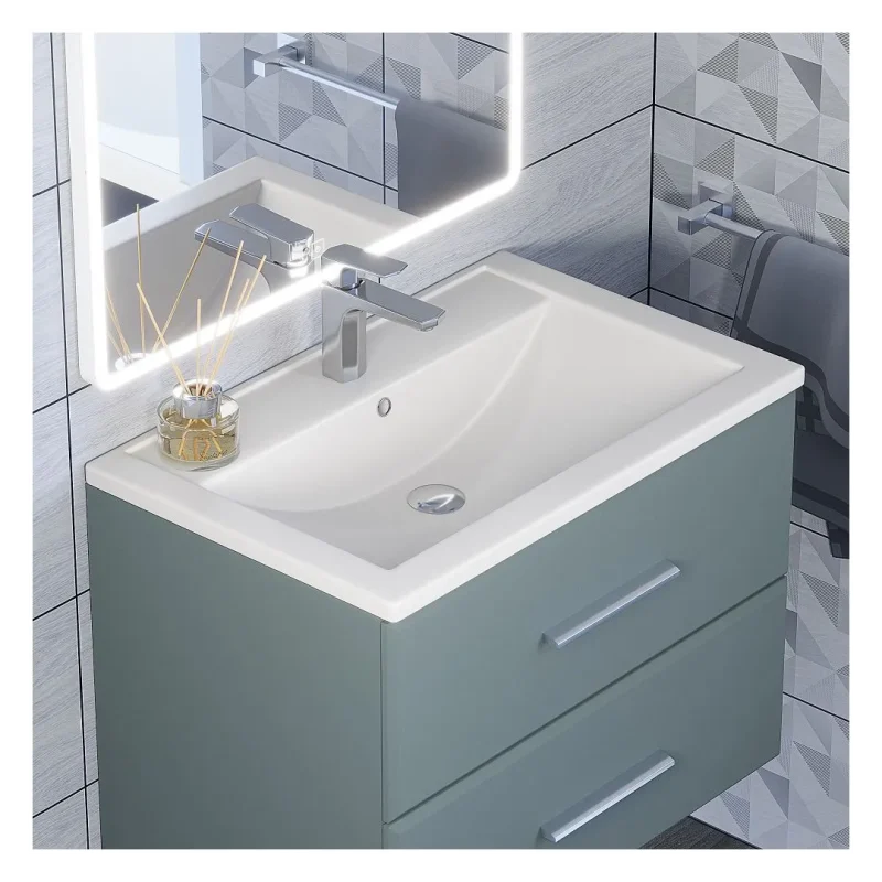 Раковина для ванной кварцевая Uperwood Foster Quartz 70х45,5х17,5 см, белая матовая, жасмин