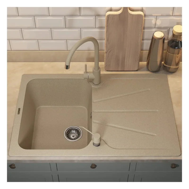 Кухонная мойка кварцевая Uperwood Quartz Premium UPD-04-02, прямоугольная, бежевая