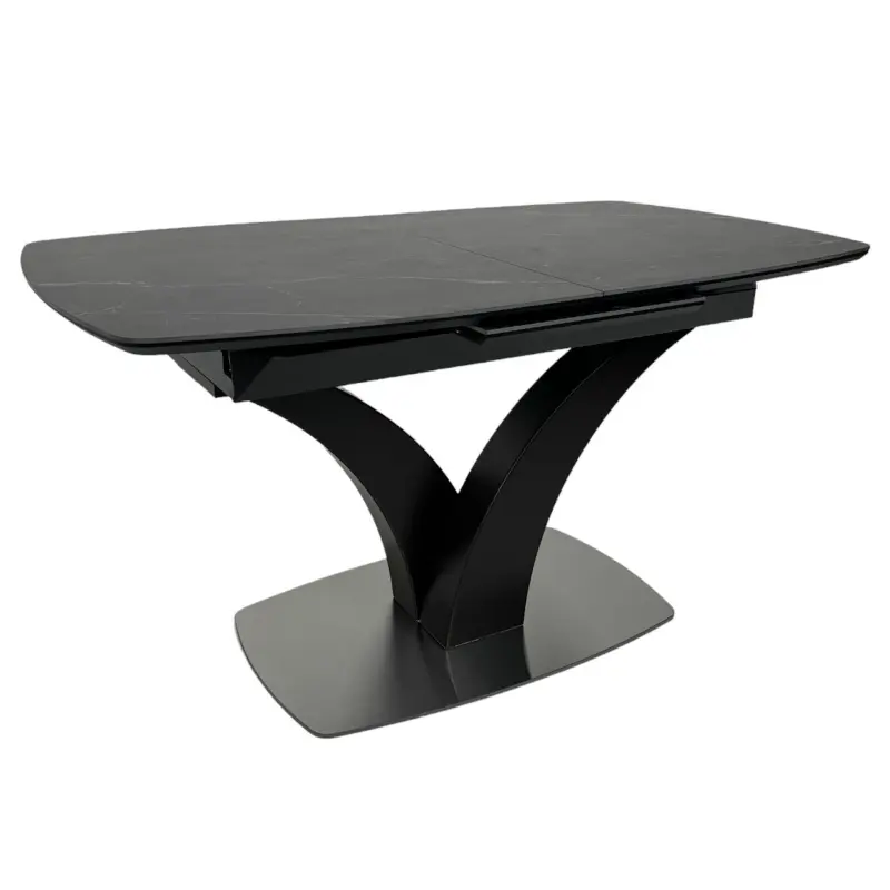 Стол НОТР ДАМ MODERNE, керамика 0 кат. 1400(1800)*850, Камень черный Greys Black /Черный матовый