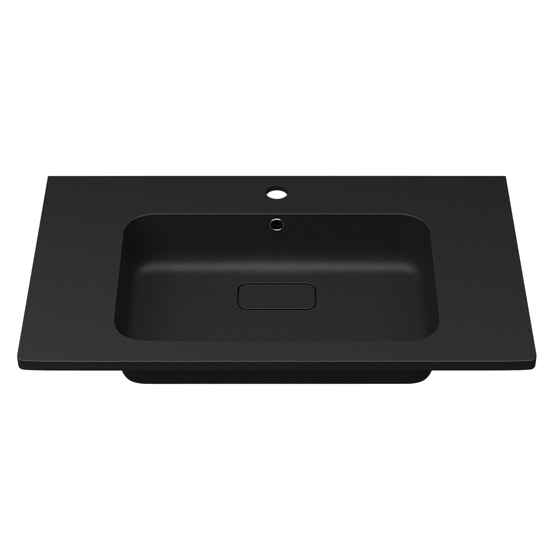 Раковина для ванной кварцевая Uperwood Lagoon Quartz 80х48х14,2 см, черная матовая, уголь — изображение 2