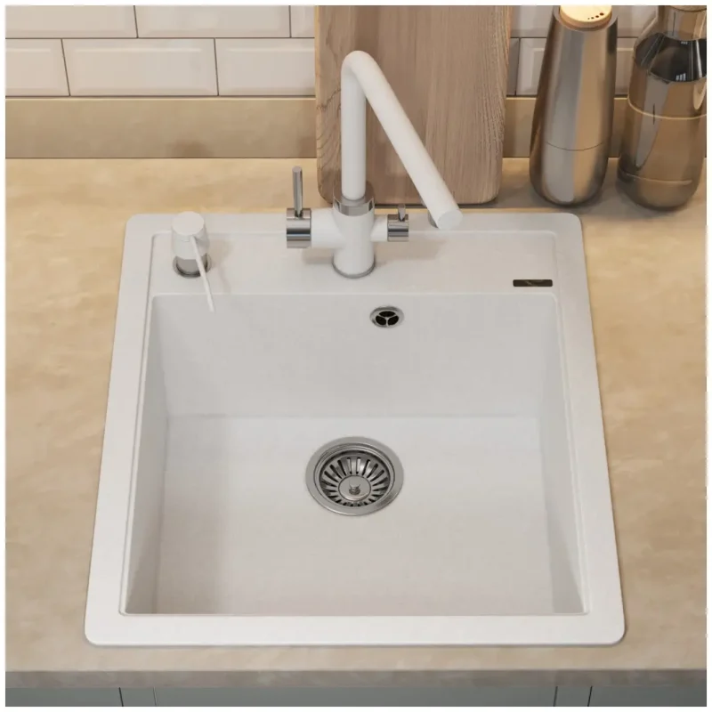 Кухонная мойка кварцевая Uperwood Quartz Premium UPD-07-01, прямоугольная, белая