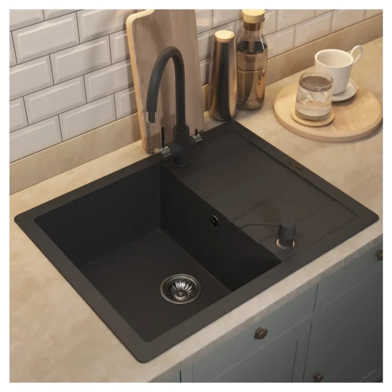 Кухонная мойка кварцевая Uperwood Quartz Premium UPD-03-04, прямоугольная, черная
