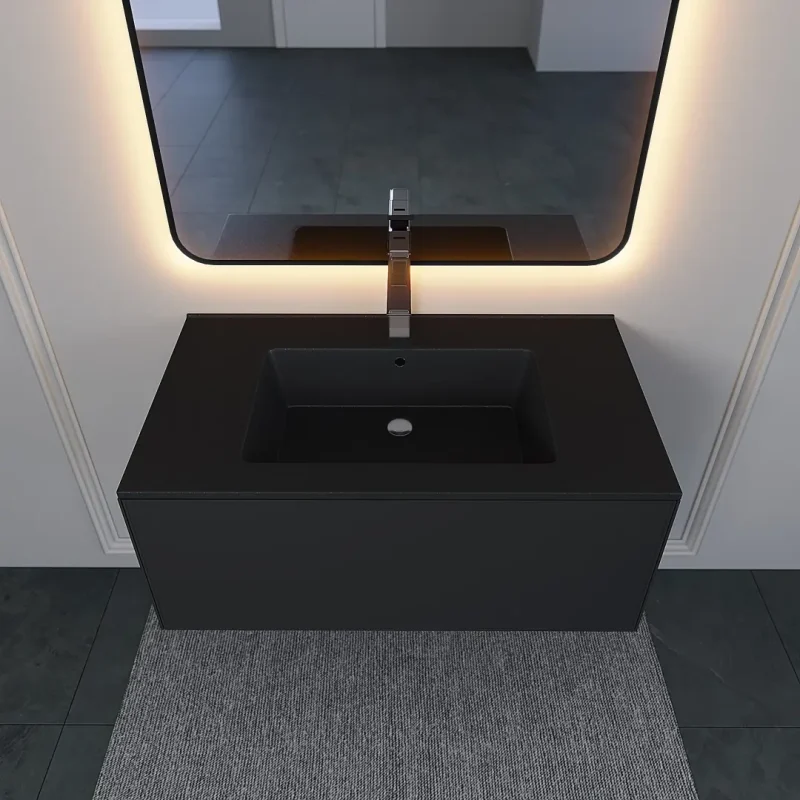 Раковина для ванной 86 см, Uperwood Parma Quartz, черная матовая, космос