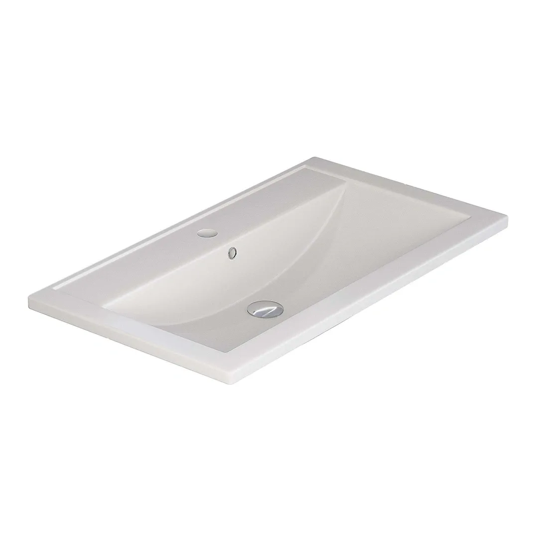 Раковина для ванной кварцевая Uperwood Foster Quartz 80х45,5х17,5 см, белая матовая, жасмин — изображение 2