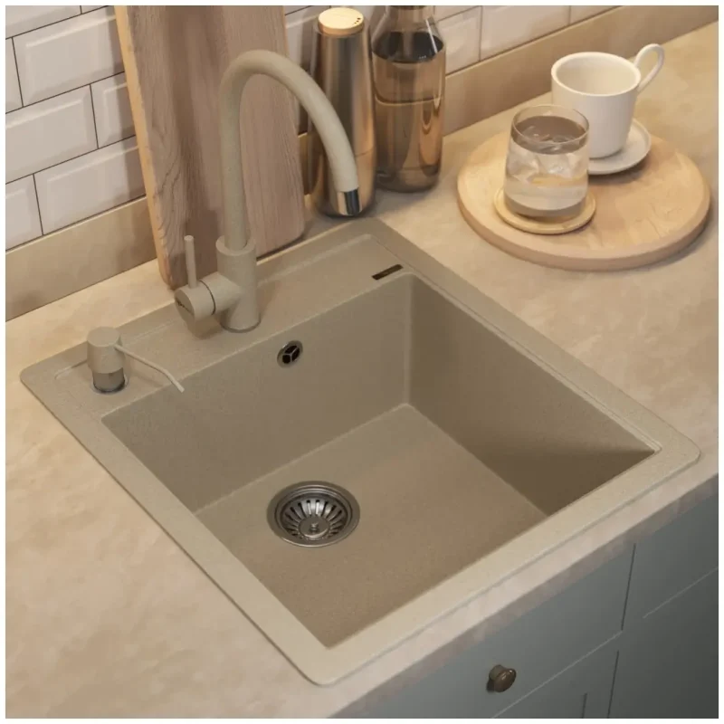 Кухонная мойка кварцевая Uperwood Quartz Premium UPD-07-02, прямоугольная, бежевая