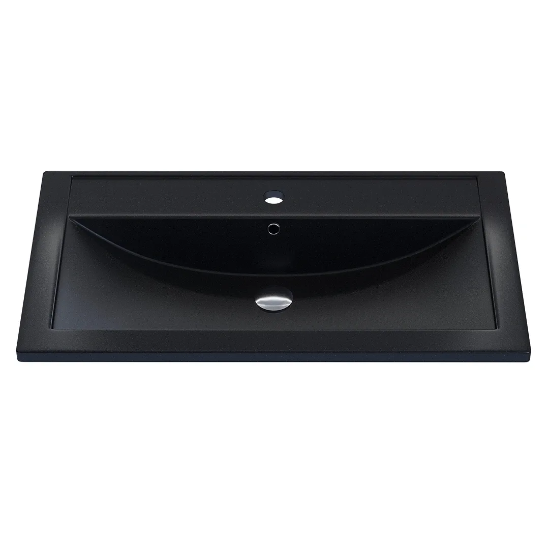 Раковина для ванной кварцевая Uperwood Foster Quartz 80х45,5х17,5 см, черная матовая, космос — изображение 3