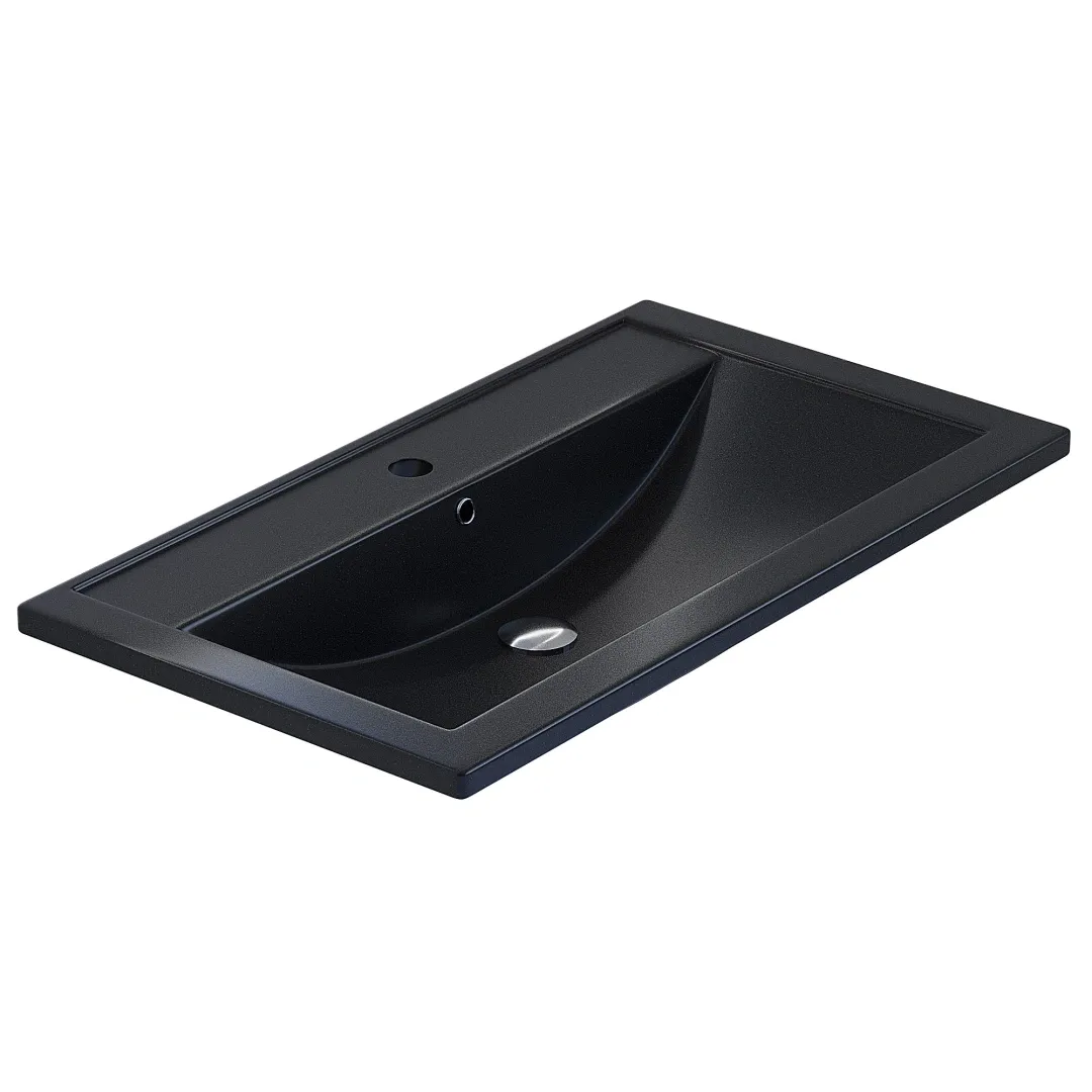 Раковина для ванной кварцевая Uperwood Foster Quartz 80х45,5х17,5 см, черная матовая, космос — изображение 5