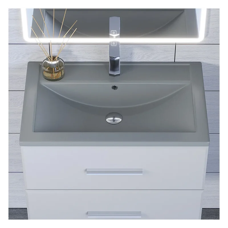 Раковина для ванной кварцевая Uperwood Foster Quartz 70х45,5х17,5 см, серая матовая, бетон