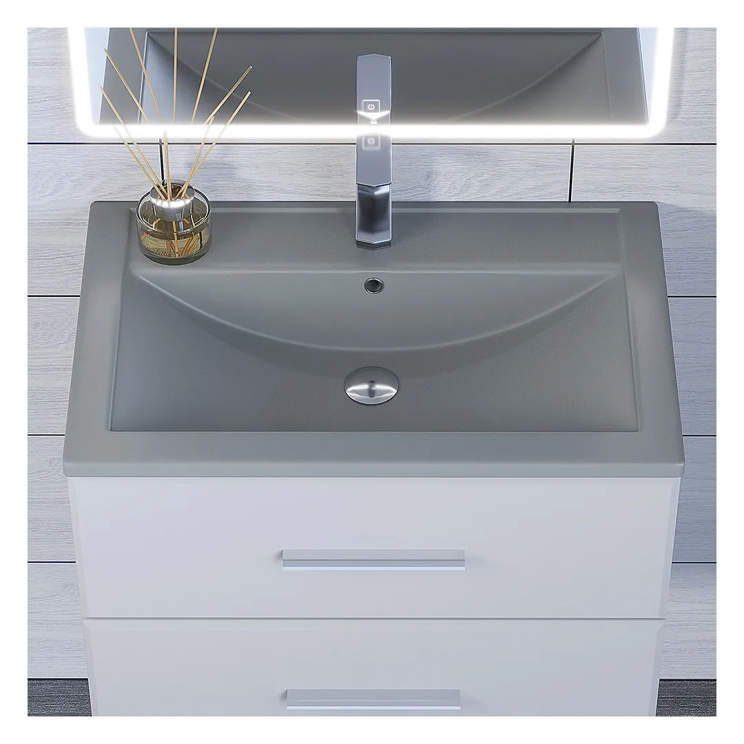 Раковина для ванной кварцевая Uperwood Foster Quartz 70х45,5х17,5 см, серая матовая, бетон