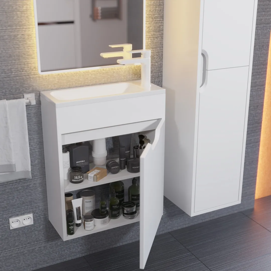 Тумба под раковину для ванной подвесная Uperwood Modul 50х21х60 см, белая матовая — изображение 2