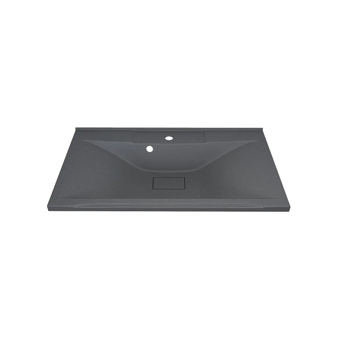Раковина для ванной кварцевая Uperwood Elen Quartz 80х45х15,8 см, серая матовая, серый шелк — изображение 2