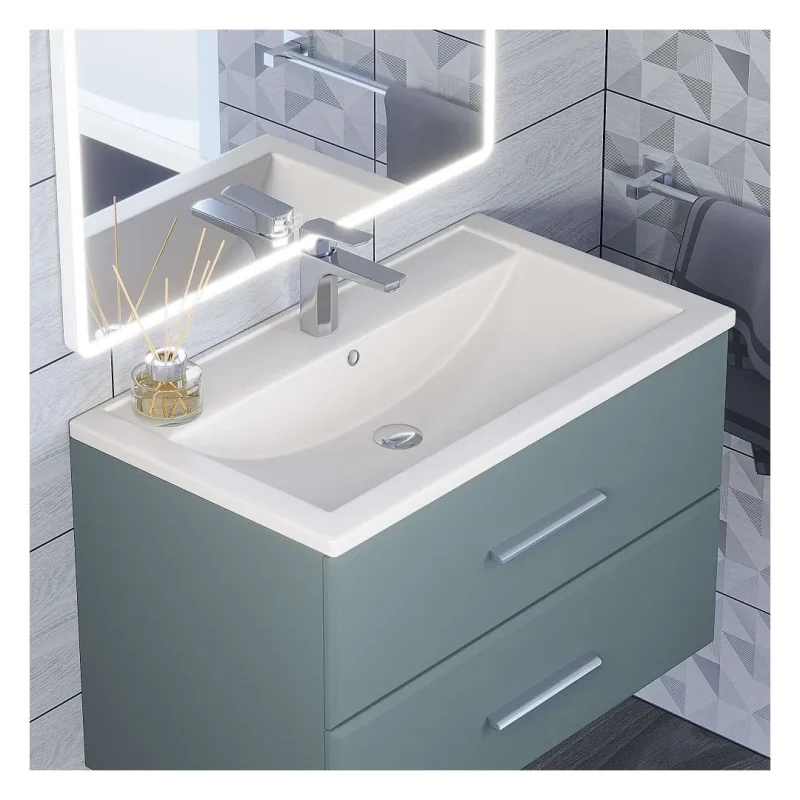 Раковина для ванной кварцевая Uperwood Foster Quartz 80х45,5х17,5 см, белая матовая, жасмин