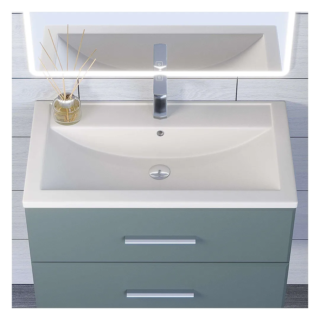 Раковина для ванной кварцевая Uperwood Foster Quartz 80х45,5х17,5 см, белая матовая, жасмин — изображение 3