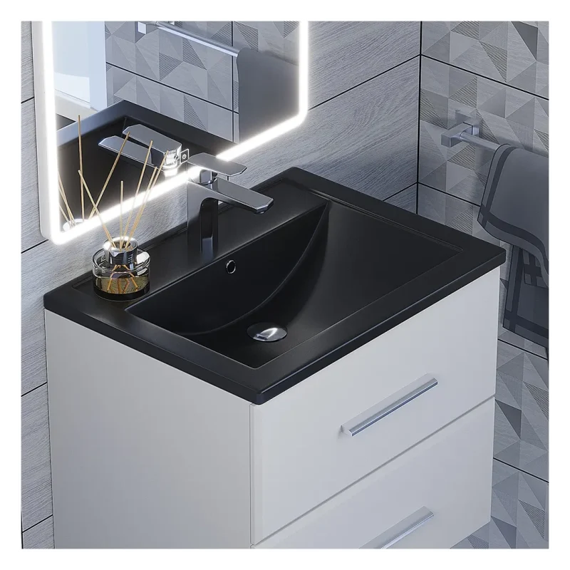 Раковина для ванной кварцевая Uperwood Foster Quartz 60х40,5х16,5 см, черная матовая, уголь