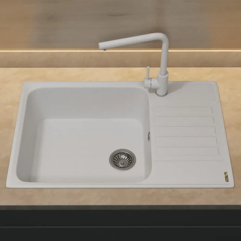 Кухонная мойка из искусственного камня Uperwood UPD-400, прямоугольная, цвет туман