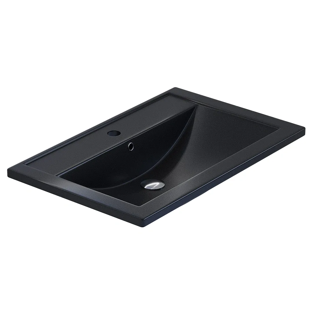 Раковина для ванной кварцевая Uperwood Foster Quartz 70х45,5х17,5 см, черная матовая, космос — изображение 2