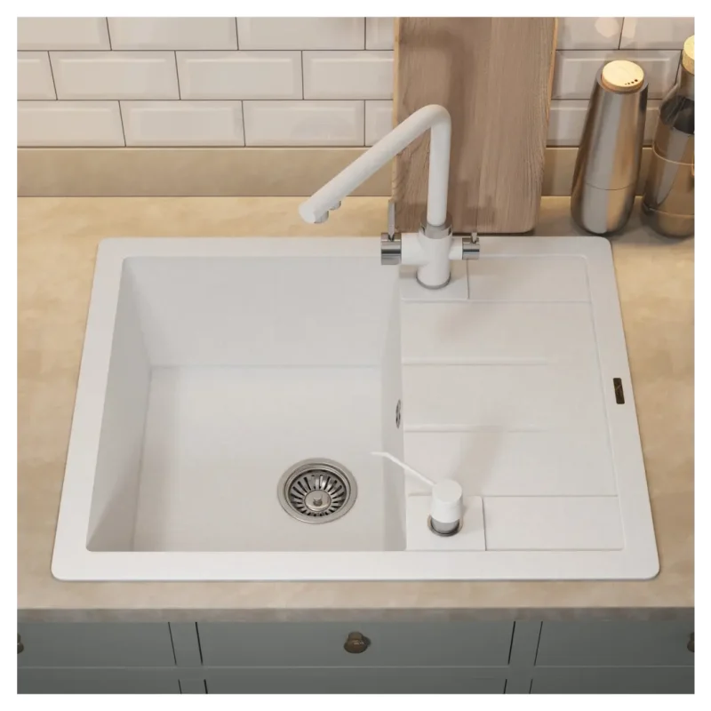 Кухонная мойка кварцевая Uperwood Quartz Premium UPD-03-01, прямоугольная, белая