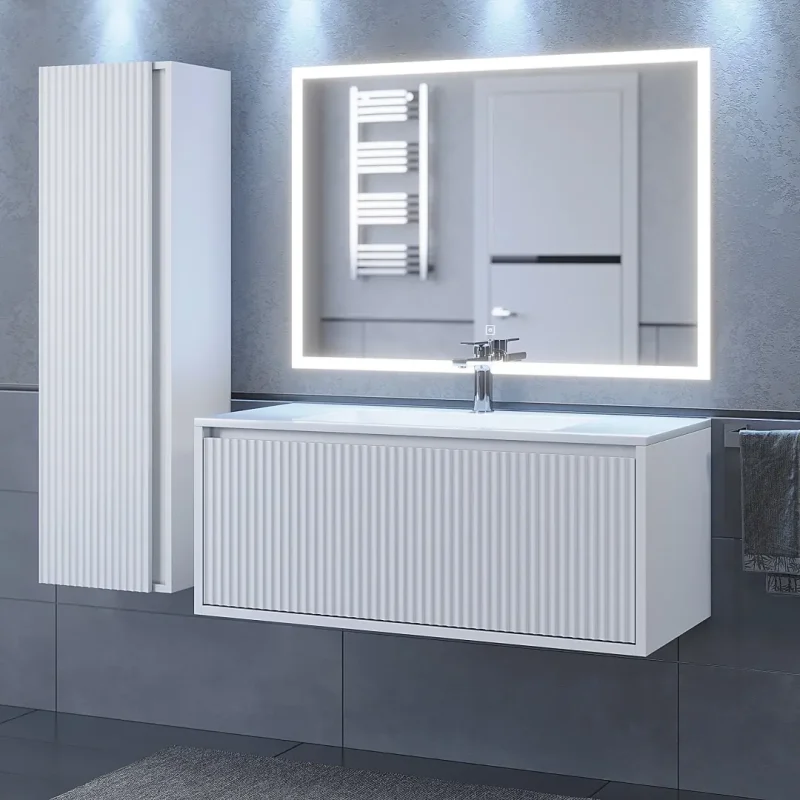 Тумба с раковиной Uperwood Next Premium подвесная, 100 см, белая, 1 ящик