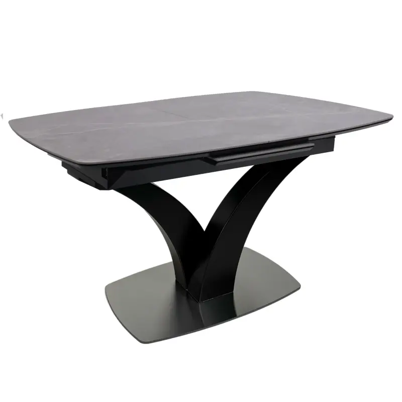 Стол НОТР ДАМ MODERNE, керамика 0 кат. 1400(1800)*850, Камень серый Greys Grey/Черный матовый