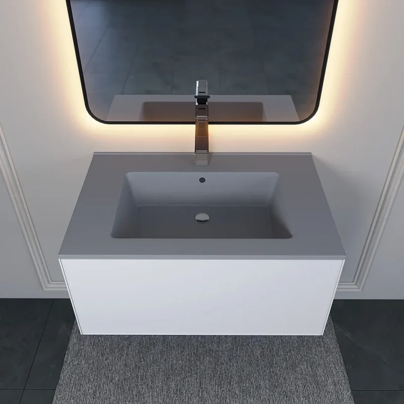 Раковина для ванной 76,5 см, Uperwood Parma Quartz, серая матовая, бетон
