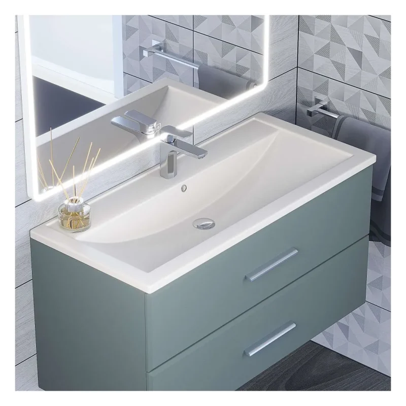 Раковина для ванной кварцевая Uperwood Foster Quartz 100х45,5х17,5 см, белая матовая, жасмин