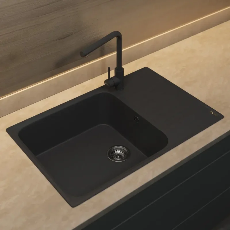 Кухонная мойка из искусственного камня Uperwood UPD-400, прямоугольная, цвет уголь
